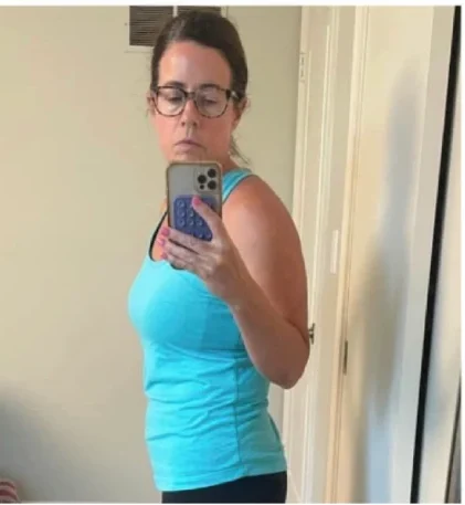 Jennifer, a happy Phix user, before and after photos: leaner body transformation with Phix.