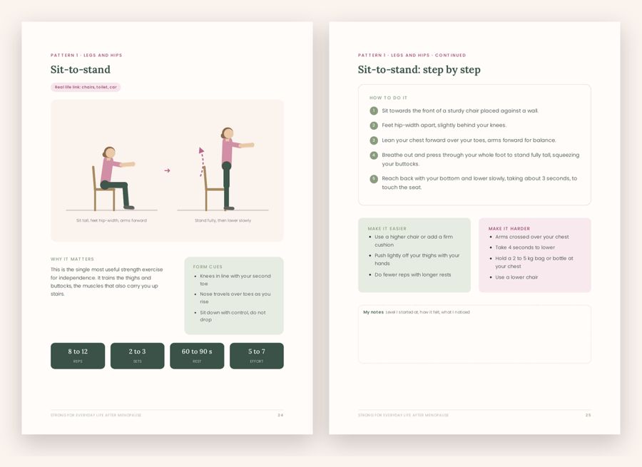 Illustrated exercise pages from the ebook